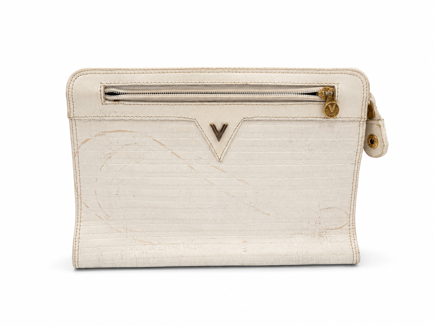 Valentino White Logo Clutch
