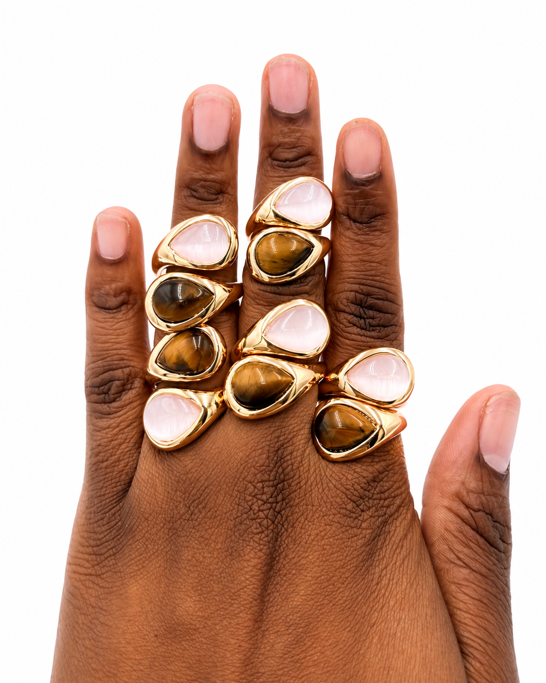 Tiger’s Eye & Ivory Statement Rings