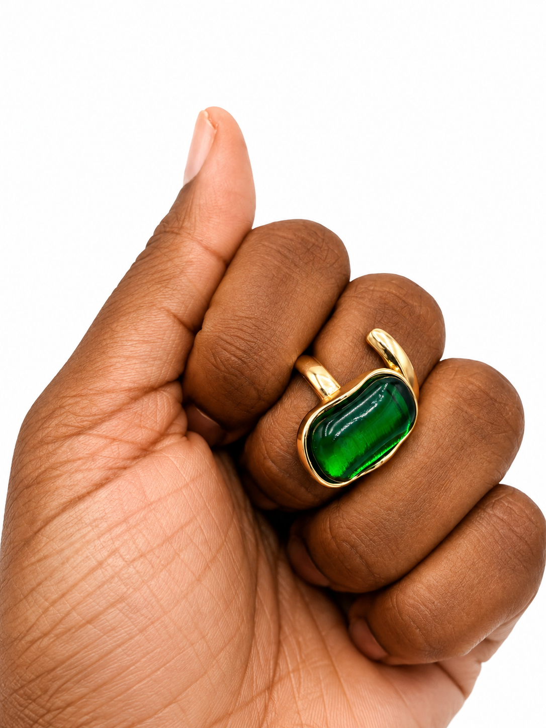 Emerald Green Statement Ring (Adjustable)
