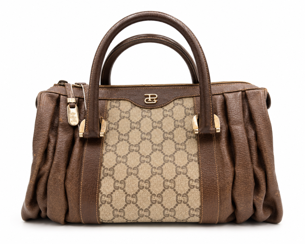 Gucci Plus Monogram Pleated Satchel Bag
