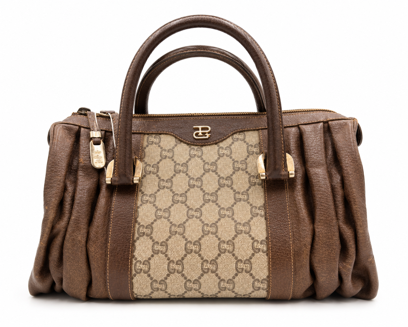 Gucci Plus Monogram Pleated Satchel Bag