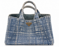 Prada Canapa Denim Abstract Print Tote