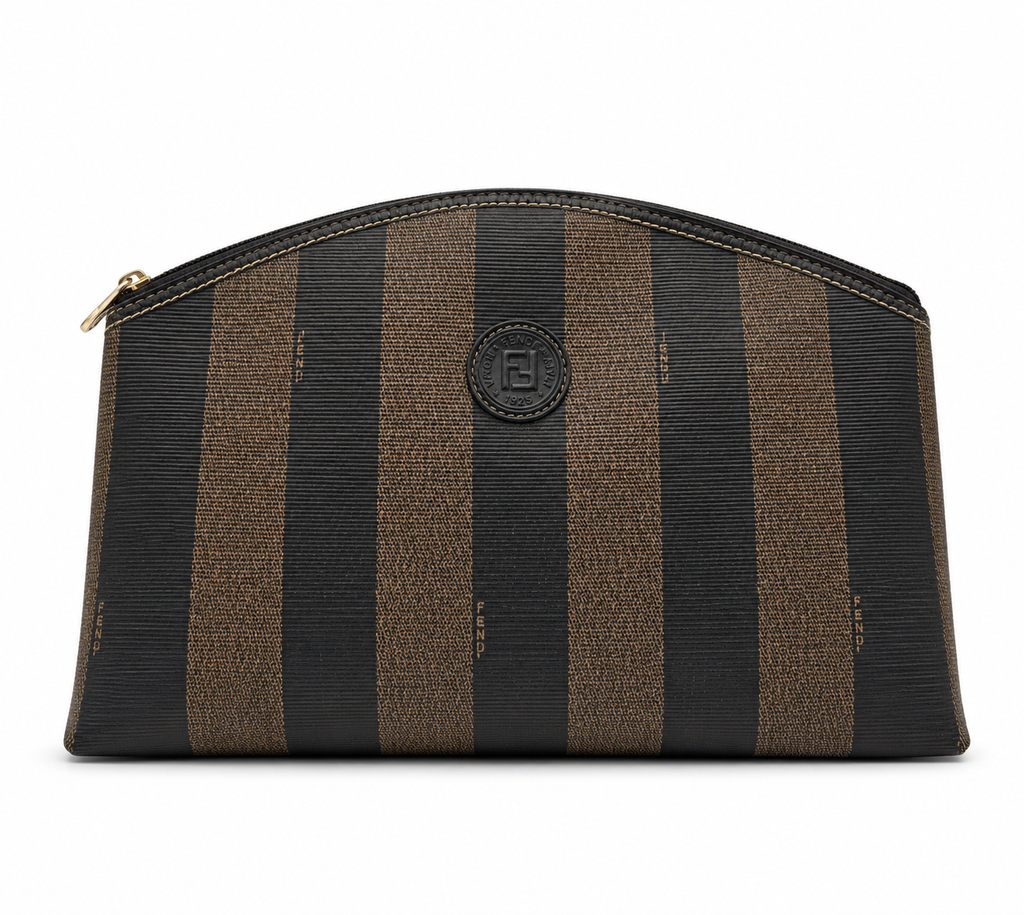 Fendi Pequin Stripe Zip Clutch