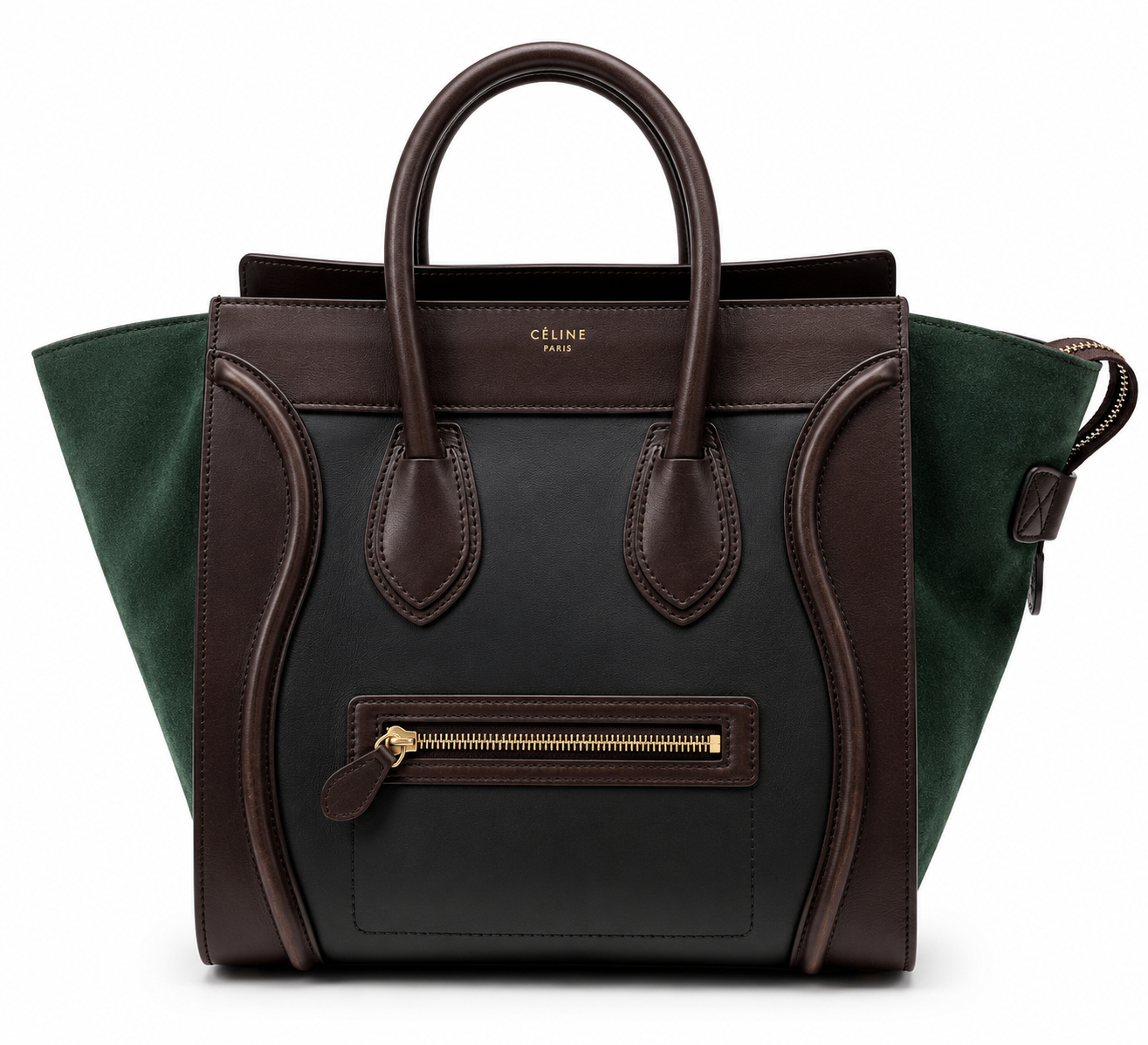Celine Luggage Tote – Green Suede & Leather