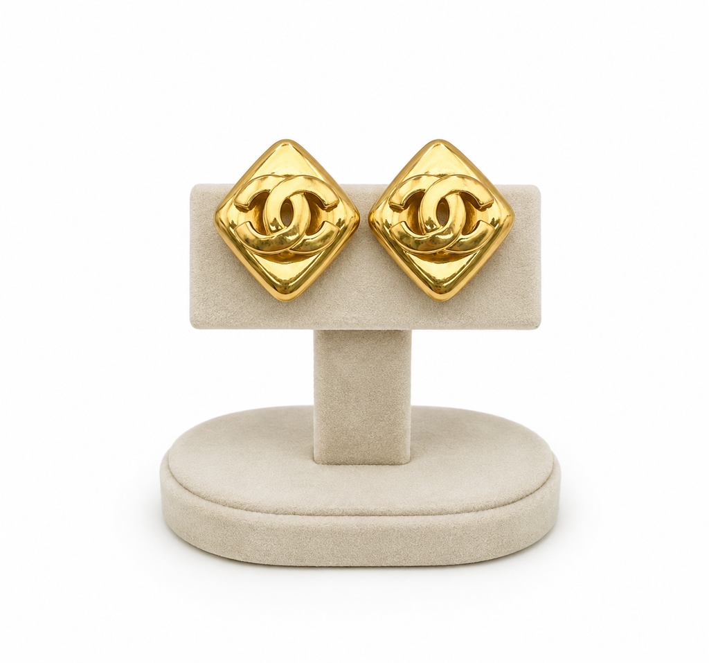 Chanel Diamond Shape CC Clip-On Earrings