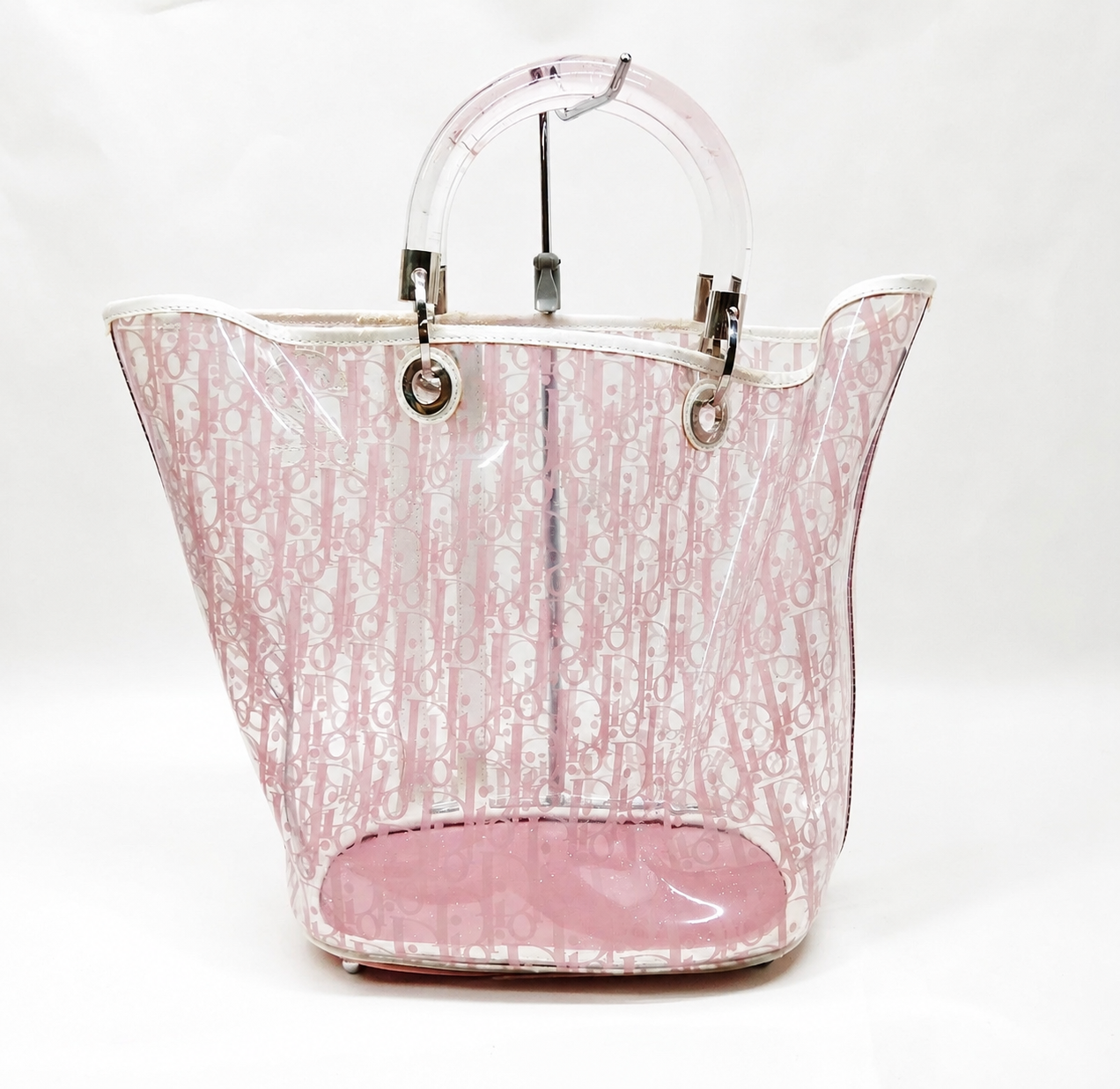 Christian Dior Pink Trotter Transparent Tote Bag with Acrylic Handles & Pouch