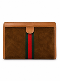 Gucci Suede Web Stripe Clutch Bag