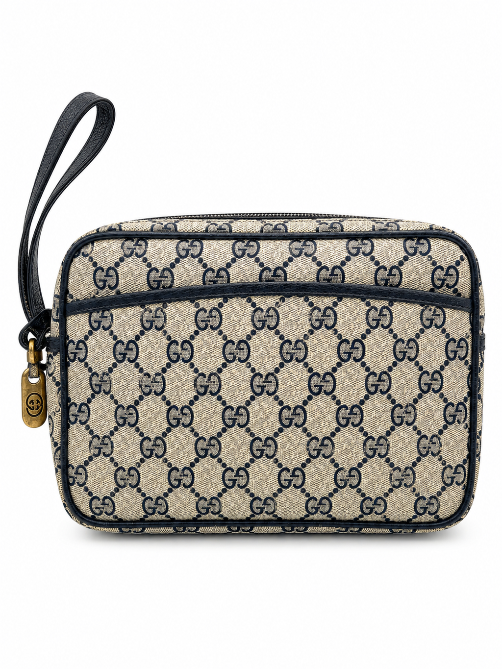 Gucci GG Supreme Navy Wristlet Pouch