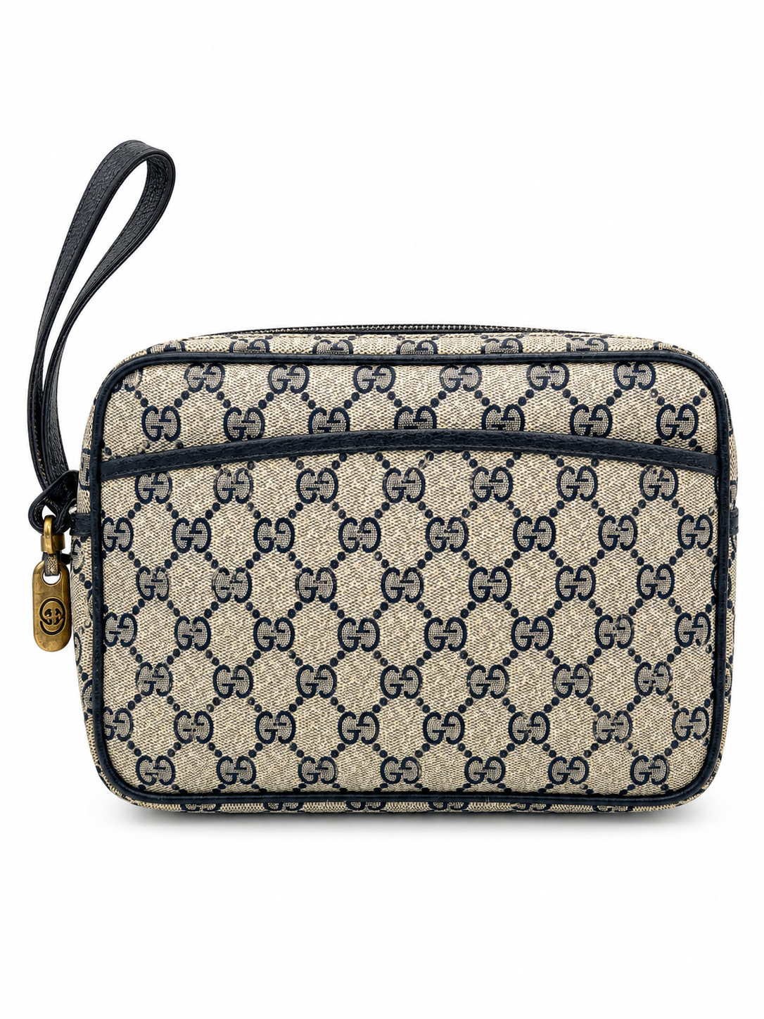 Gucci GG Supreme Navy Wristlet Pouch