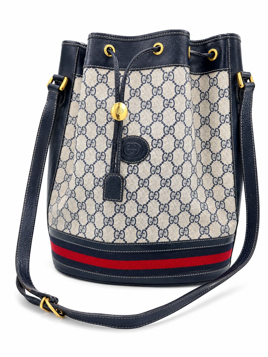 Gucci GG Supreme Web Stripe Bucket Bag