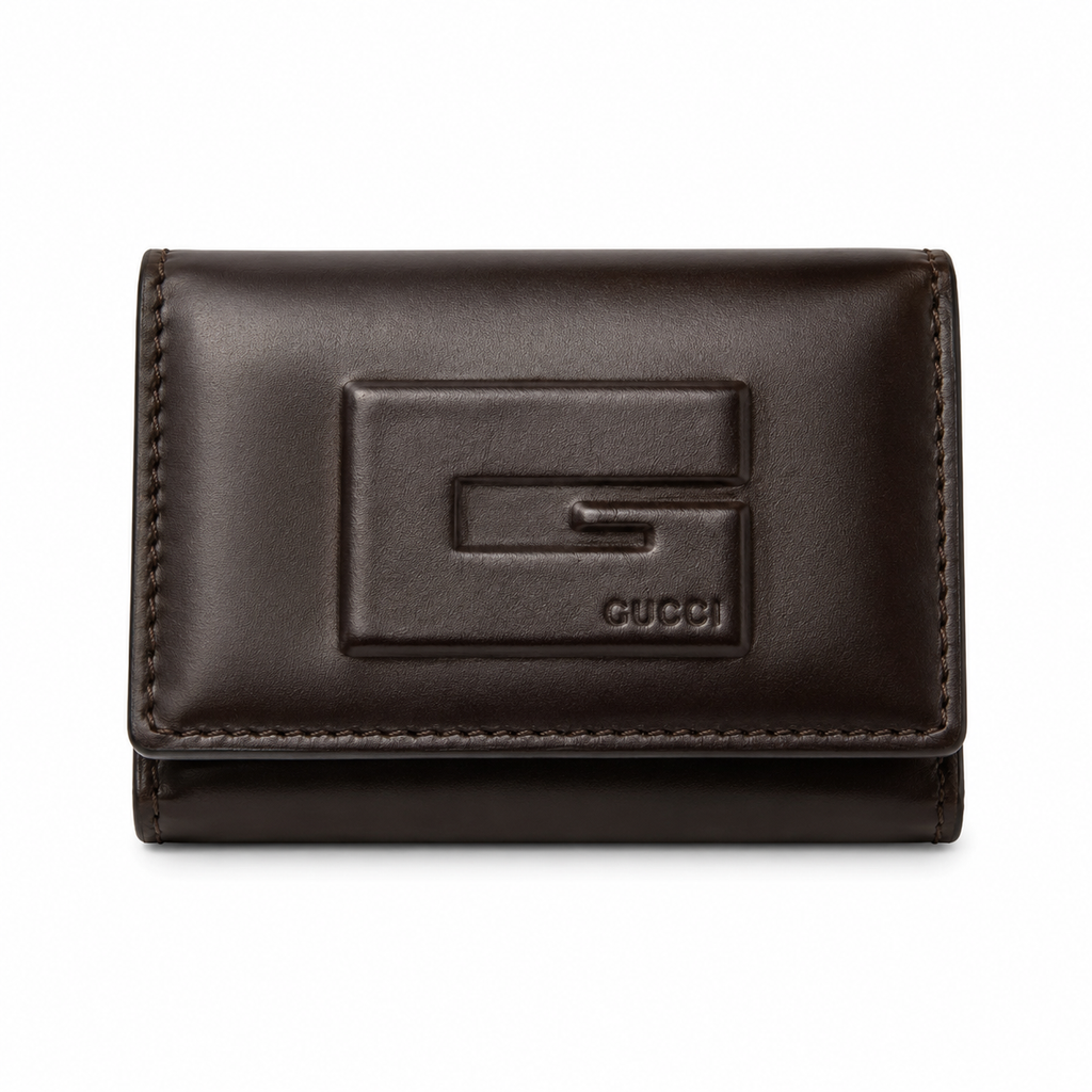 Gucci Embossed G Logo Leather Key Case