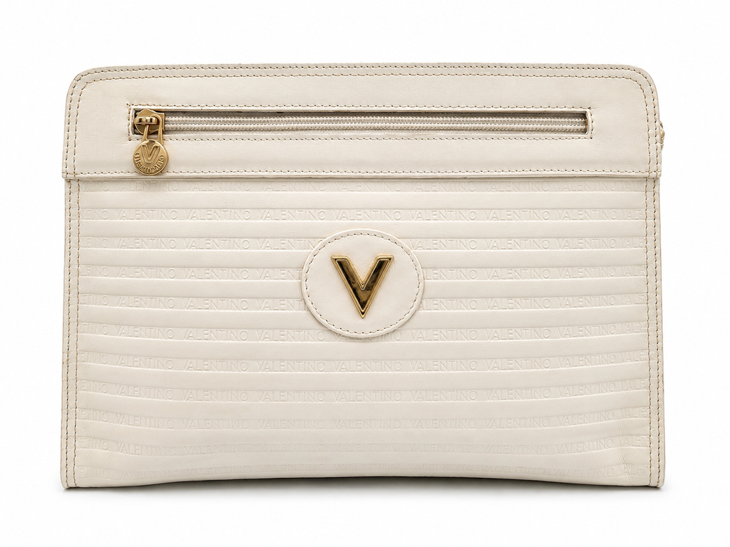 Valentino White Logo Clutch
