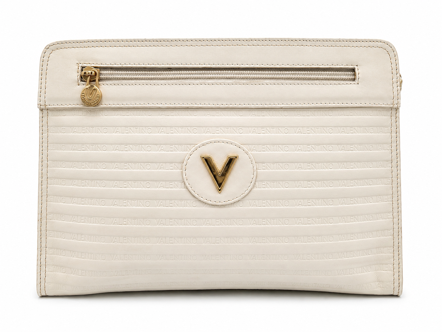 Valentino White Logo Clutch