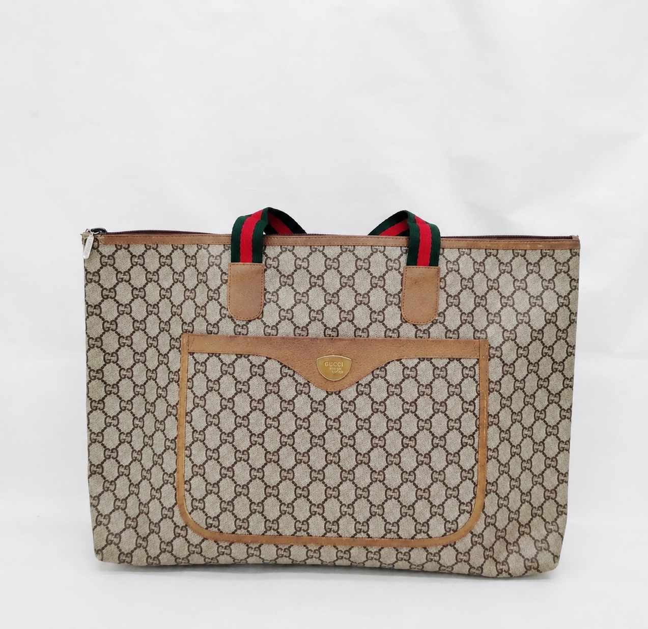Gucci Plus GG Supreme Web Tote/ Travel Bag