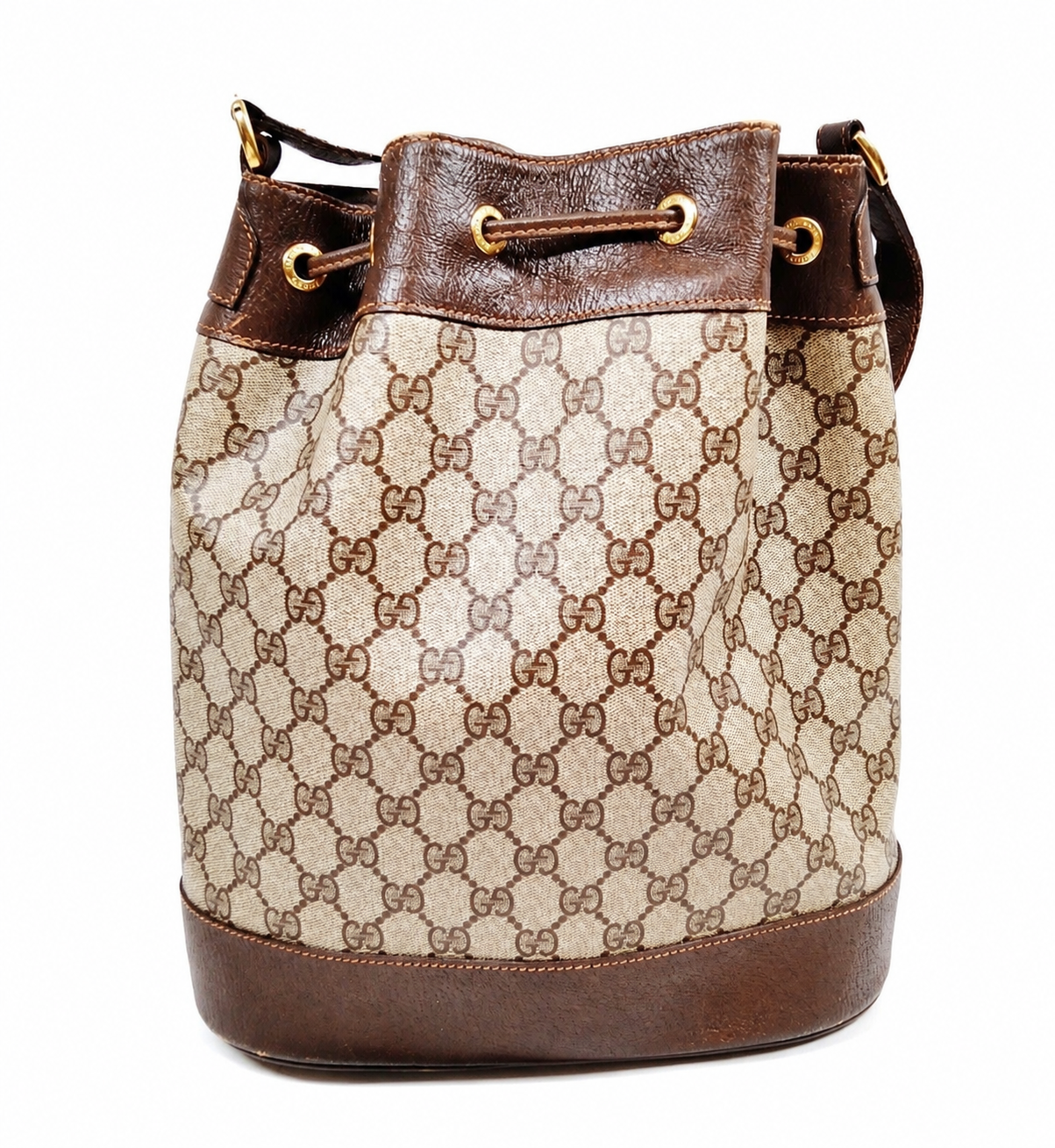 Gucci Vintage GG Supreme Drawstring Bucket Bag