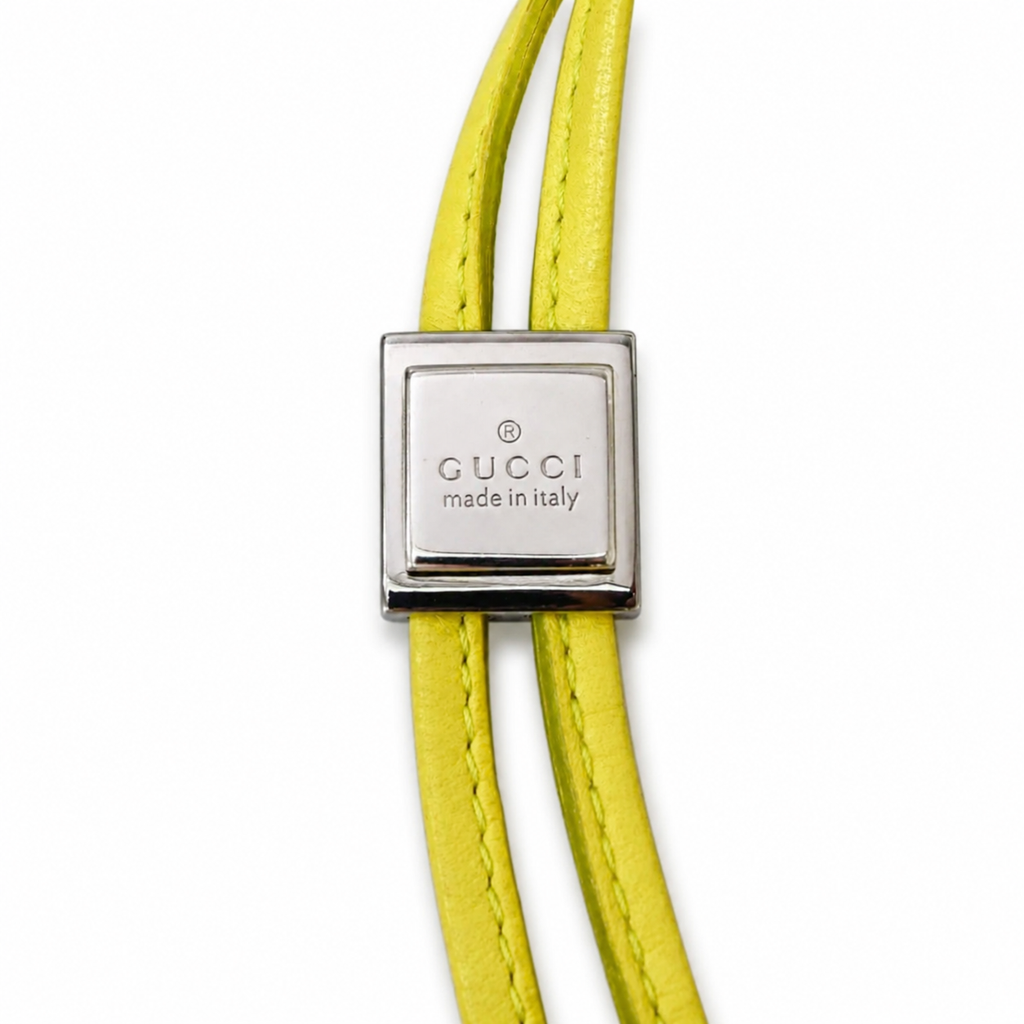 Gucci GG Canvas Drawstring Wristlet Pouch – Lime Yellow