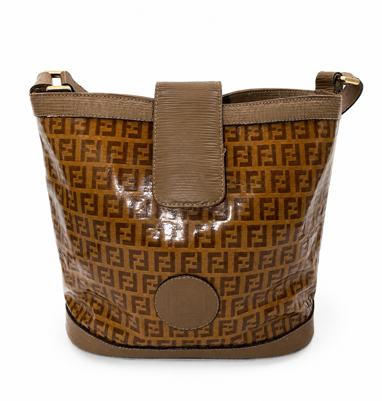 Fendi FF Zucca Patent Bucket Shoulder Bag