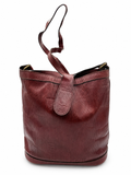 Fendi Pequin Embossed Bucket /Crossbody Bag – Burgundy