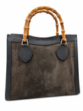 Gucci Bamboo Handle Suede Tote