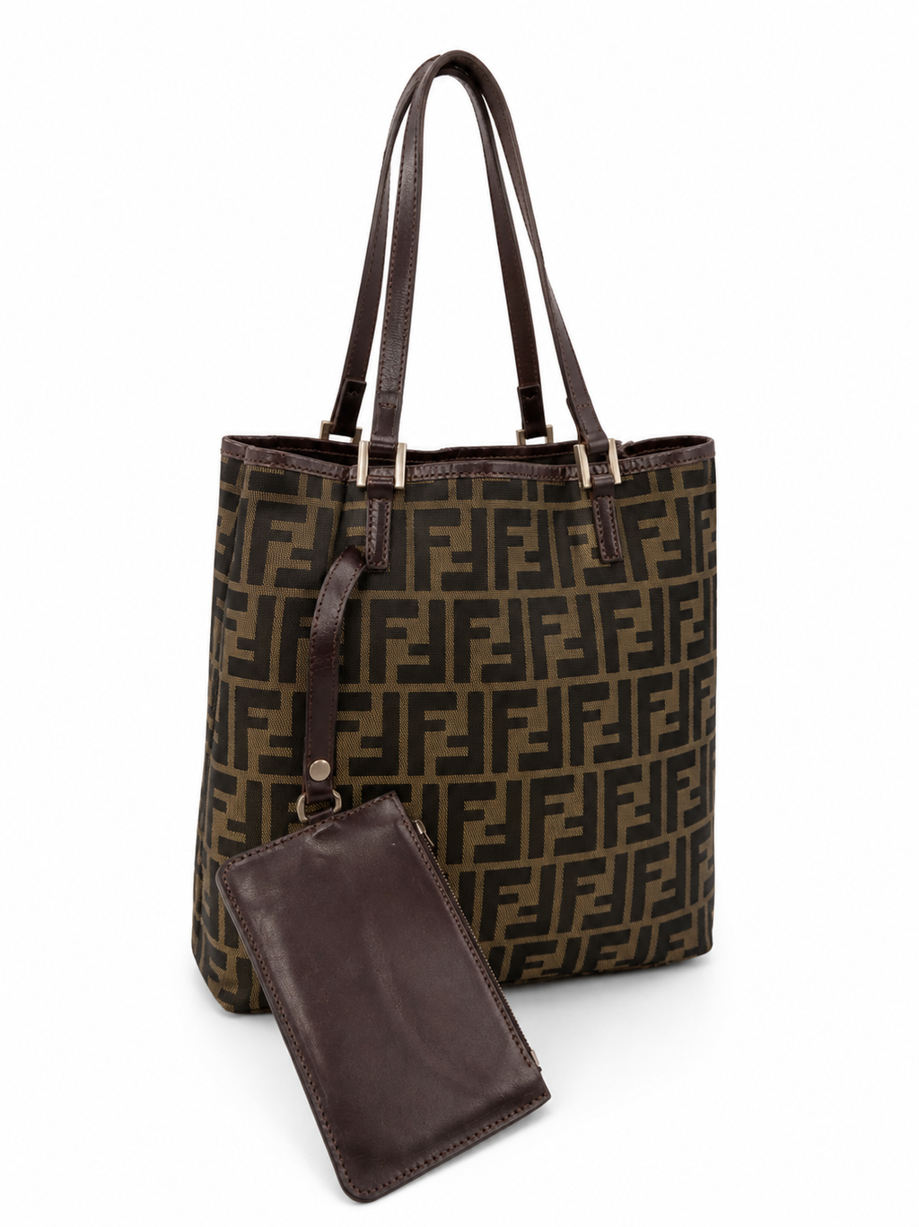 Fendi Zucca Shopper Tote with Matching Pouch