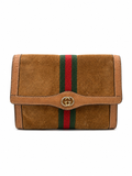 Gucci Suede Web Stripe Clutch