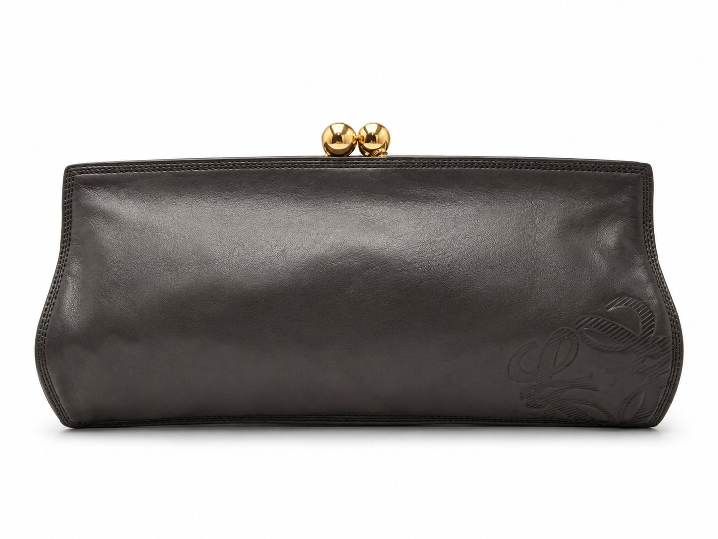 Loewe Oversized Kiss Lock Leather Clutch