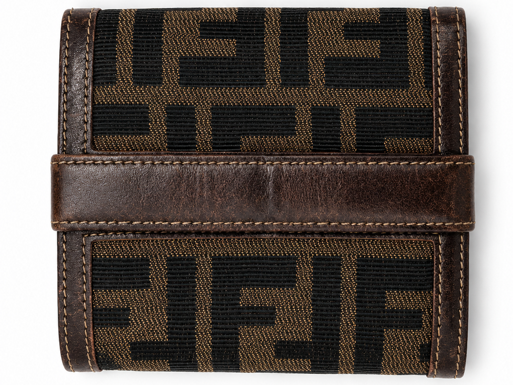 Fendi Zucca Canvas & Leather Trifold Wallet (Unisex)