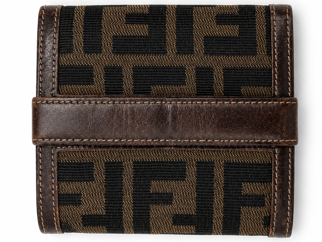 Fendi Zucca Canvas & Leather Trifold Wallet (Unisex)