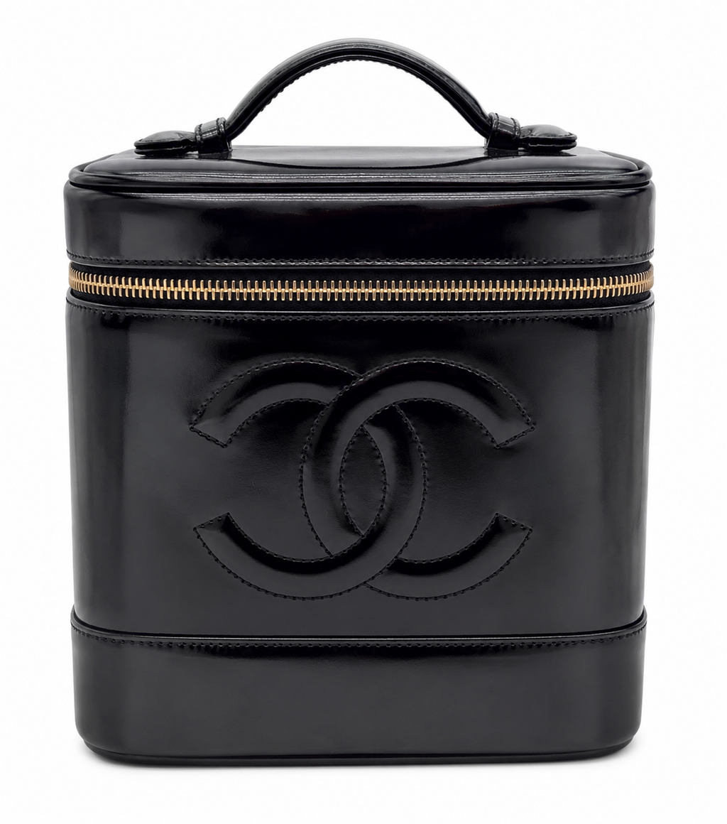 Chanel Black Patent Leather XL CC Vanity Case