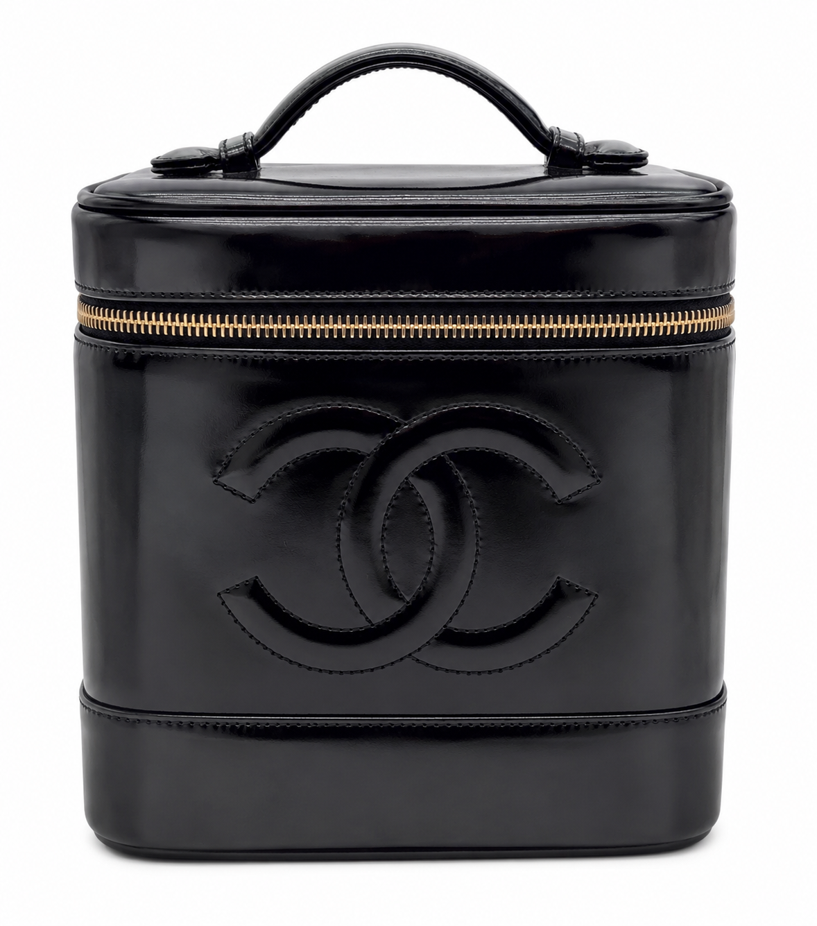 Chanel Black Patent Leather XL CC Vanity Case