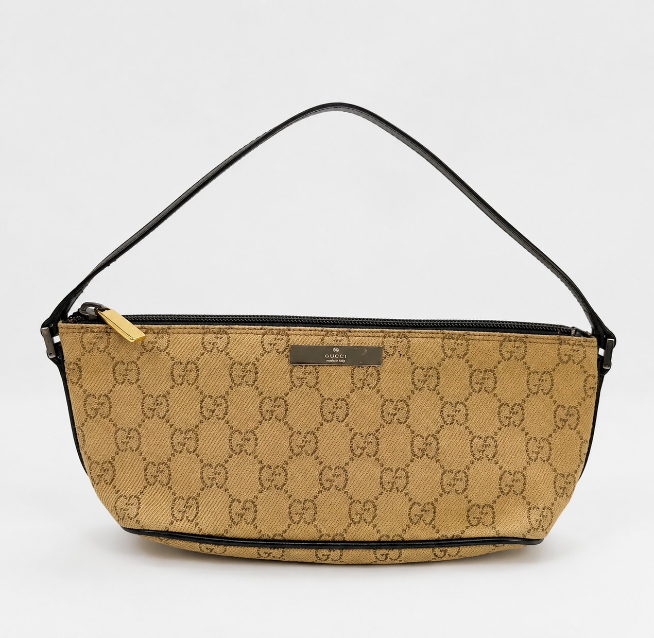 Gucci GG Canvas Mini Pochette Shoulder Bag - Brown