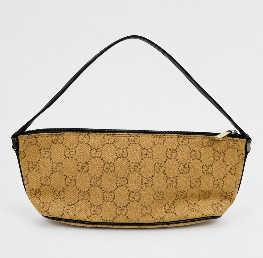 Gucci GG Canvas Mini Pochette Shoulder Bag - Brown