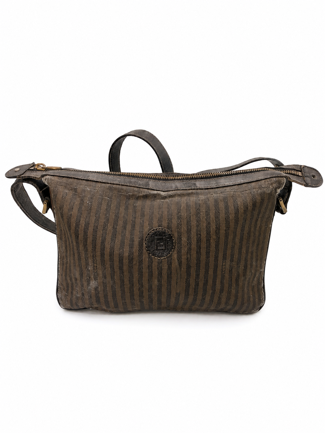 Fendi Pequin Striped Messenger Crossbody Bag