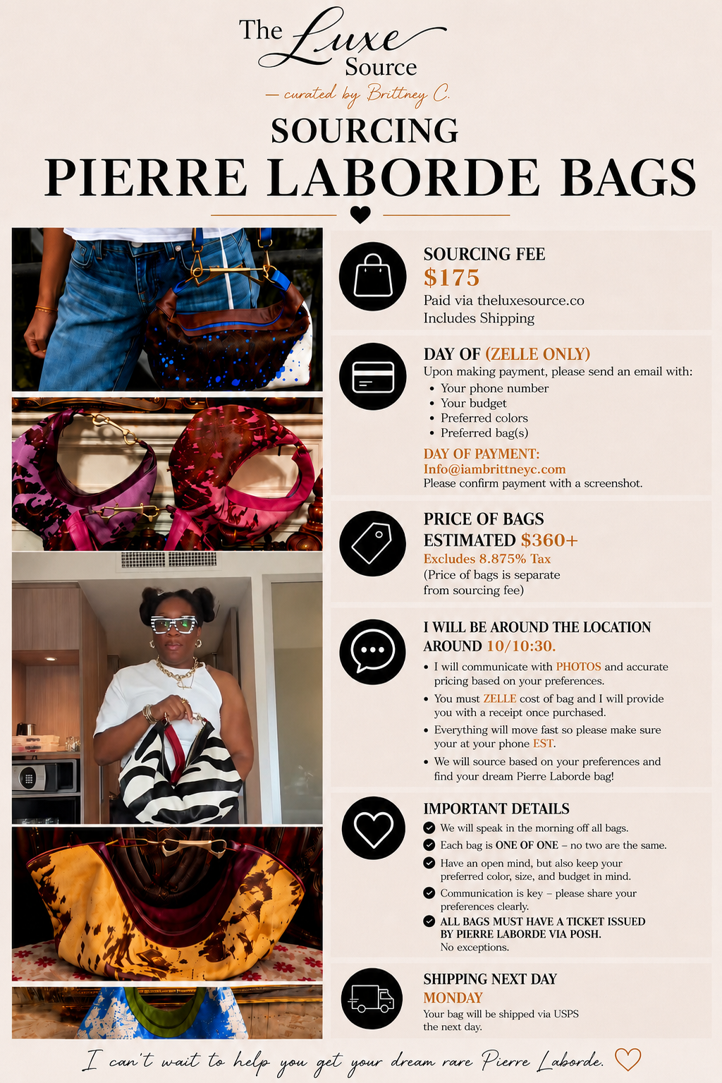 Pierre Laborde Bag Concierge Sourcing Service (for 2 Bags)