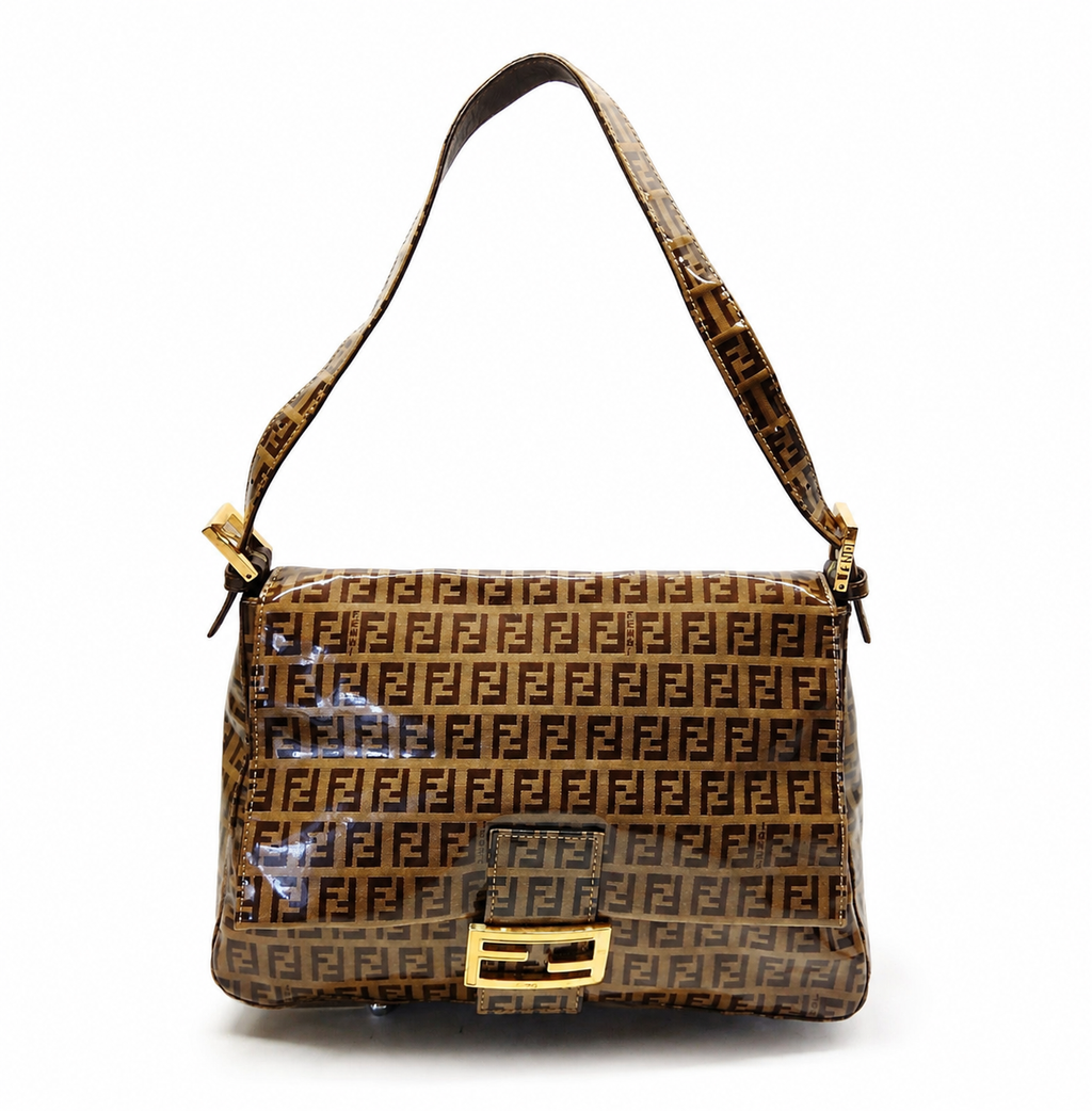 Fendi Zucca FF Patent MaMa Baguette – Brown
