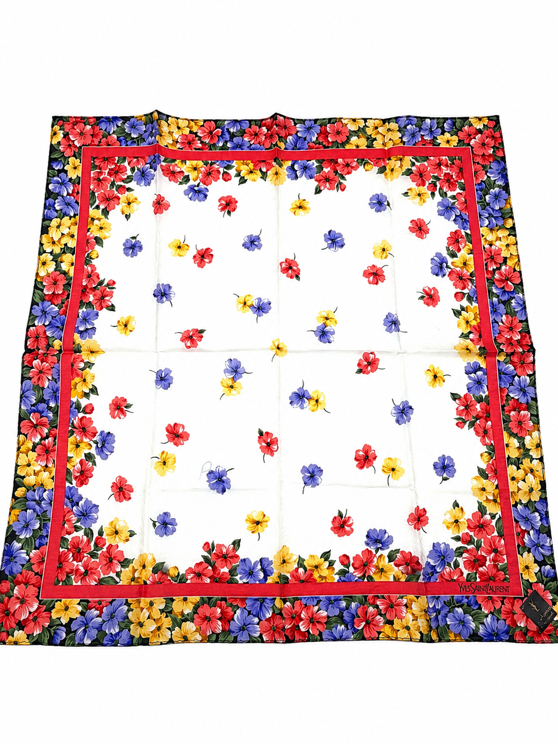 Yves Saint Laurent Floral Scarf – With Tags (Red)