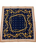 Fendi FF Monogram Chain Print Scarf – Navy & Brown