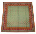 Yves Saint Laurent Paisley Print Scarf – Sage Green & Rust