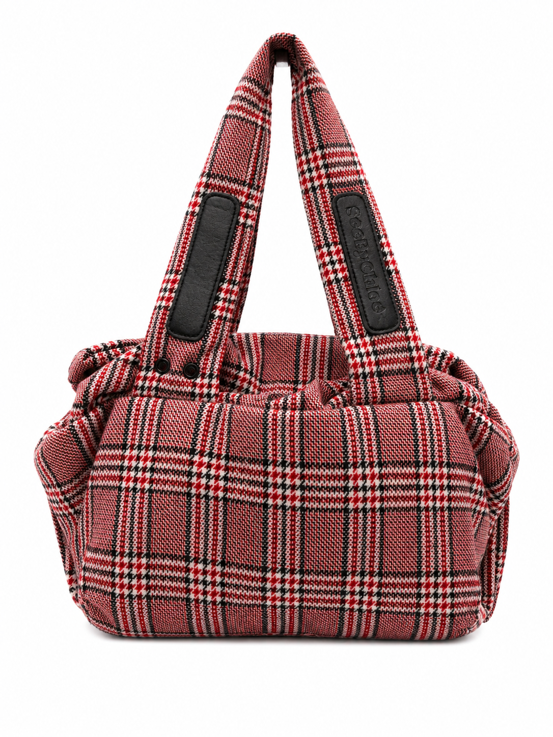 See by Chloé Red Plaid Fabric Handbag