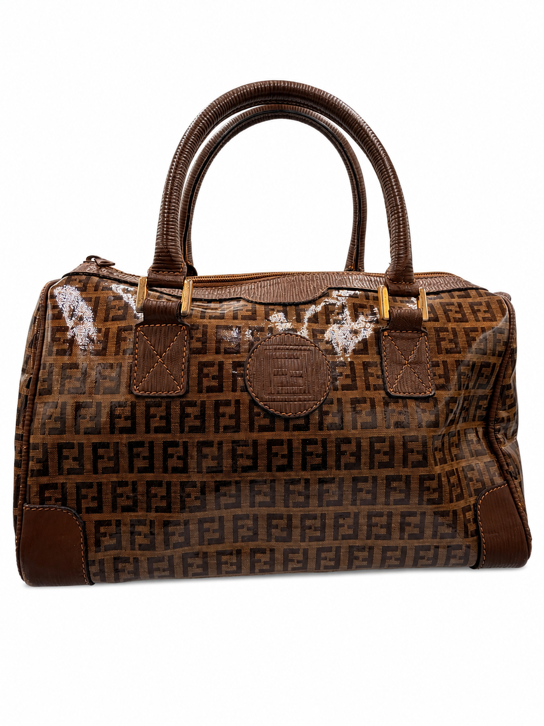 Fendi Zucca Monogram Coated Canvas Boston Bag