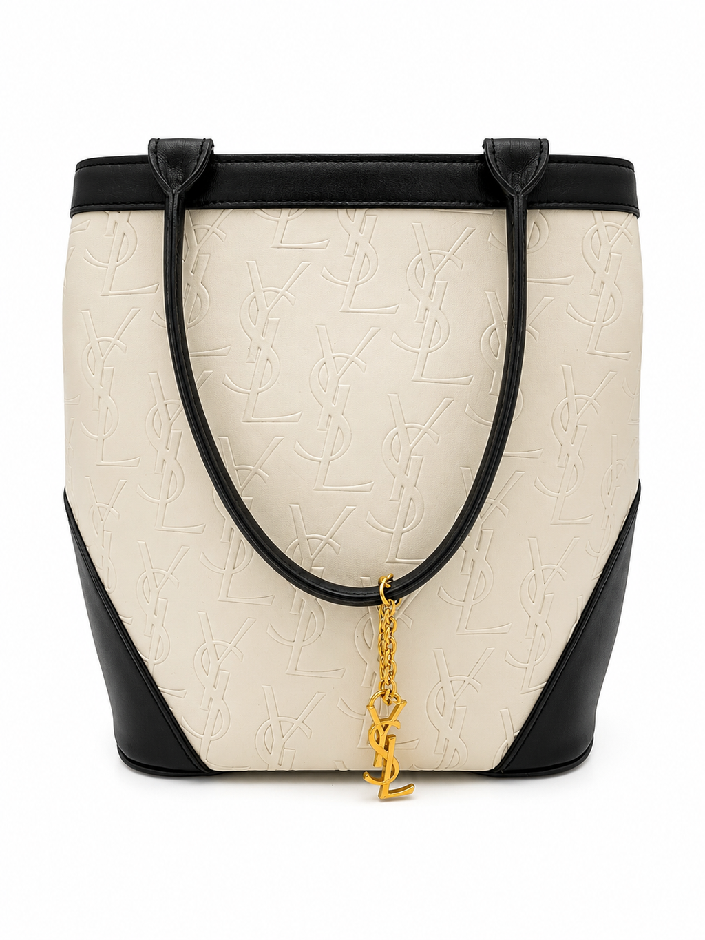 Yves Saint Laurent YSL Embossed Logo Tote Bag – Ivory & Blue