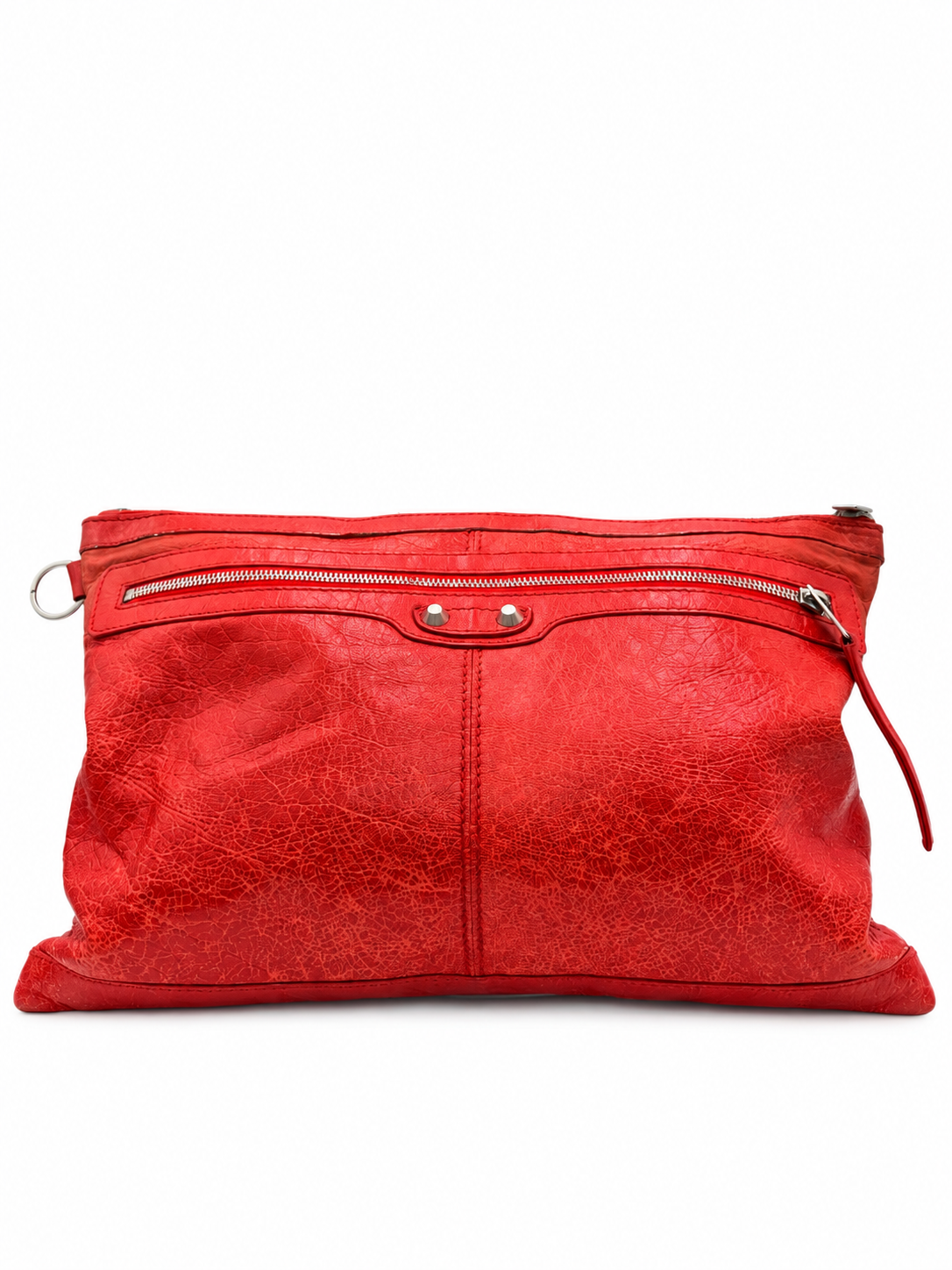Balenciaga Classic Clip L Red Leather Clutch Bag