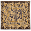 Fendi Leopard & Chain Silk Scarf – Brown