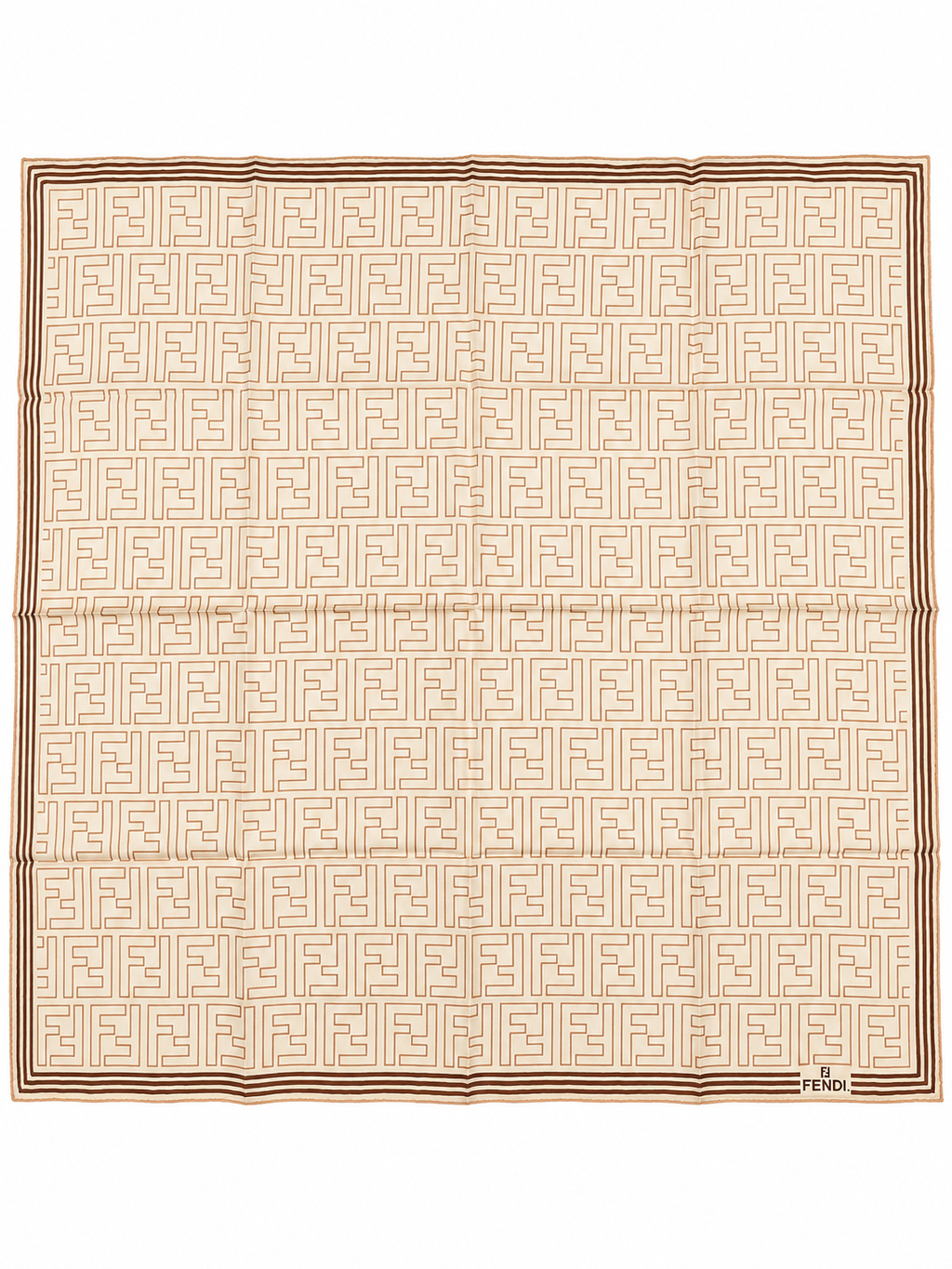 Fendi Vintage FF Monogram Scarf – Ivory & Tan