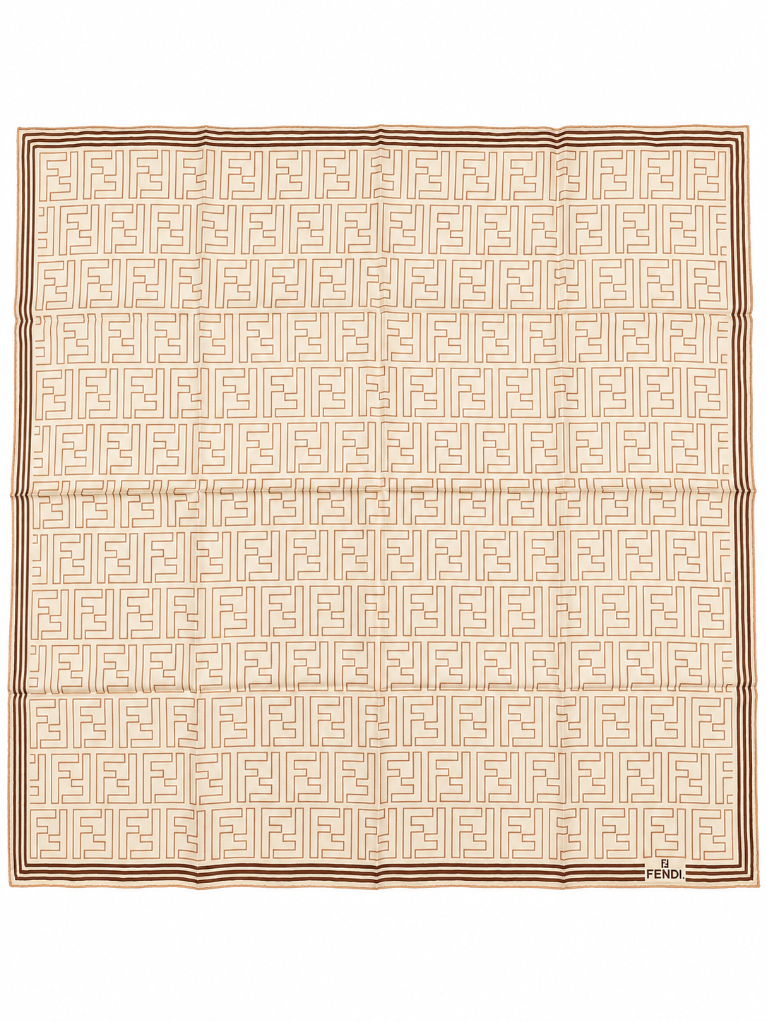 Fendi Vintage FF Monogram Scarf – Ivory & Tan