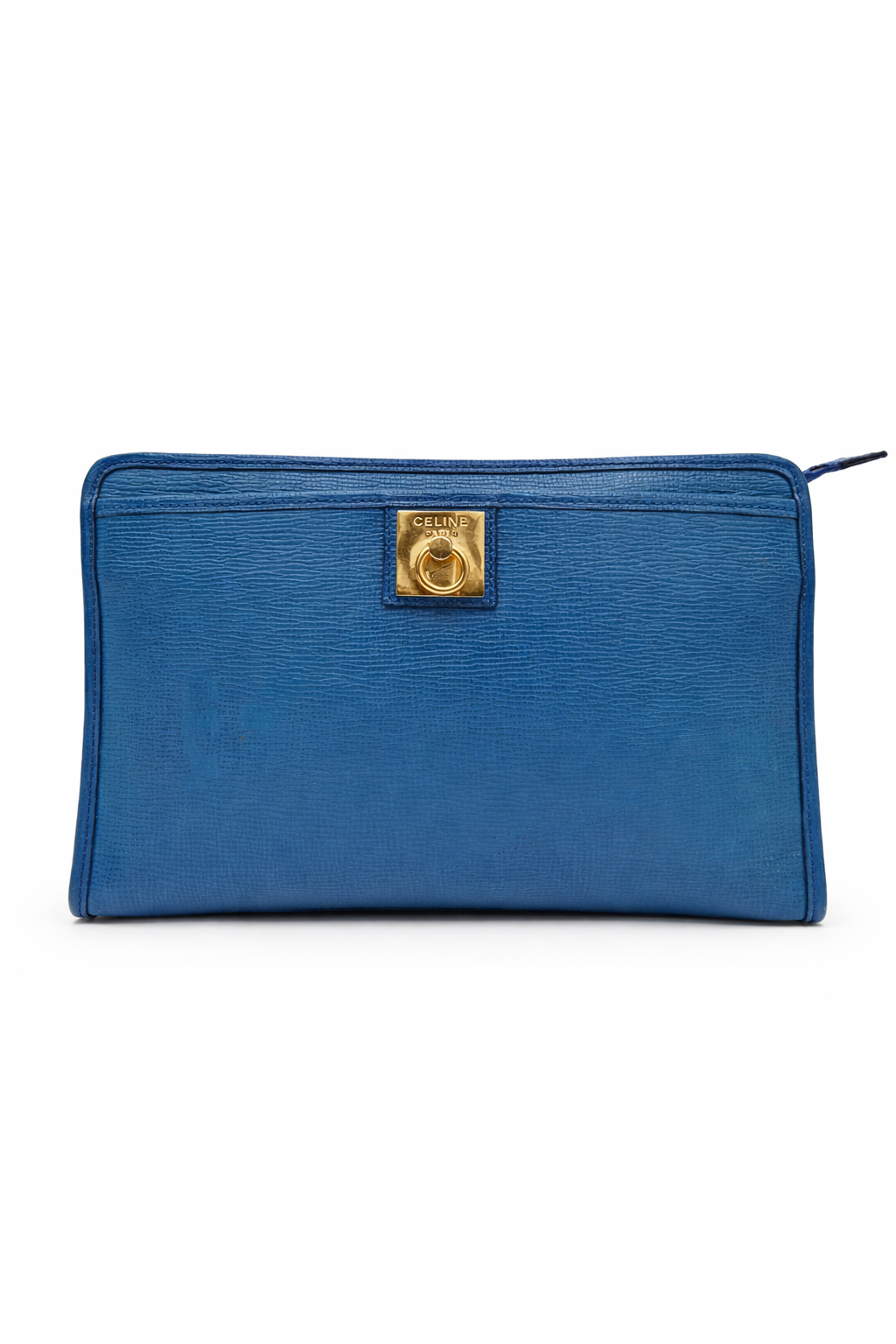 Celine Vintage Blue Leather Clutch