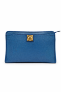 Celine Vintage Blue Leather Clutch