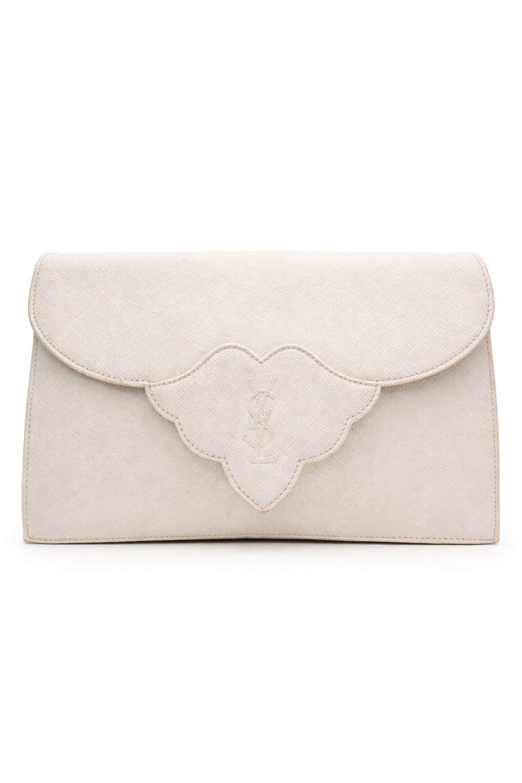 Yves Saint Laurent White Leather Clutch