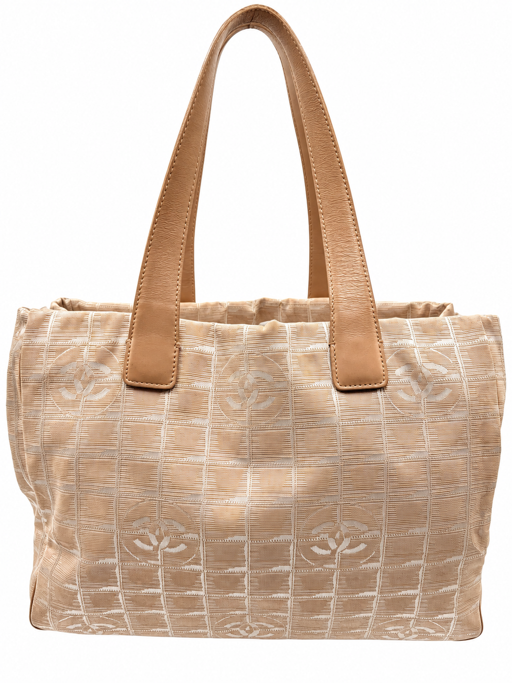 Chanel Vintage New Travel Line CC Jacquard Tote – Beige ( with Authenticity Card)