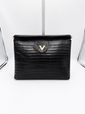 Valentino Garavani V Logo Leather Clutch – Black
